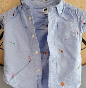 Janie and Jack Hawaiian Style Button Up blue Baby Boy's